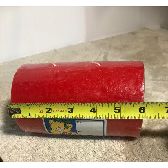 Red Christmas Tree Pillar Candle Horizontal 6 X 3" - Picture 6 of 7